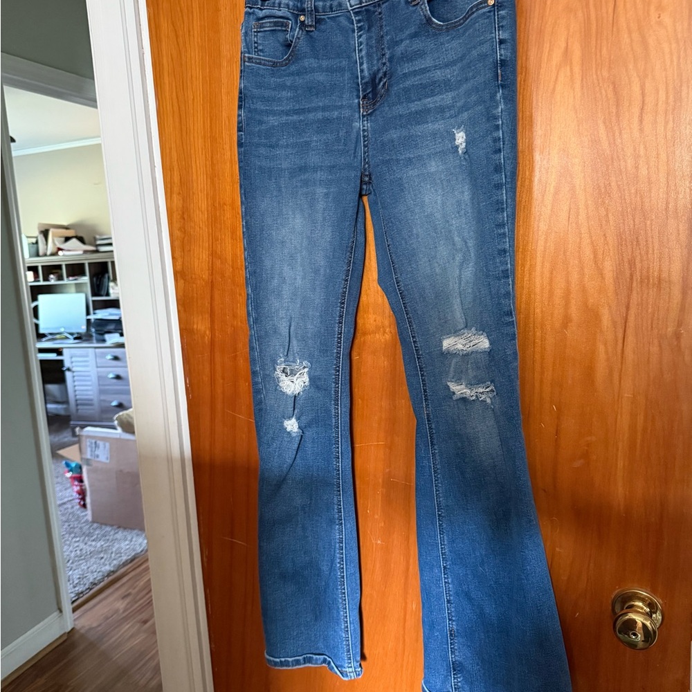 Women's Blue Distressed Jeans